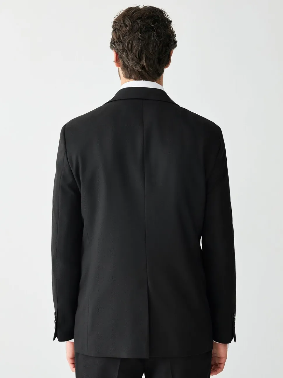 Zwart - Tailored fit - Kostuum met textuur: colbert
