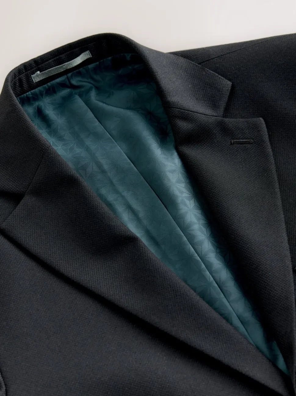 Zwart - Tailored fit - Kostuum met textuur: colbert