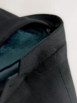 Zwart - Tailored fit - Kostuum met textuur: colbert