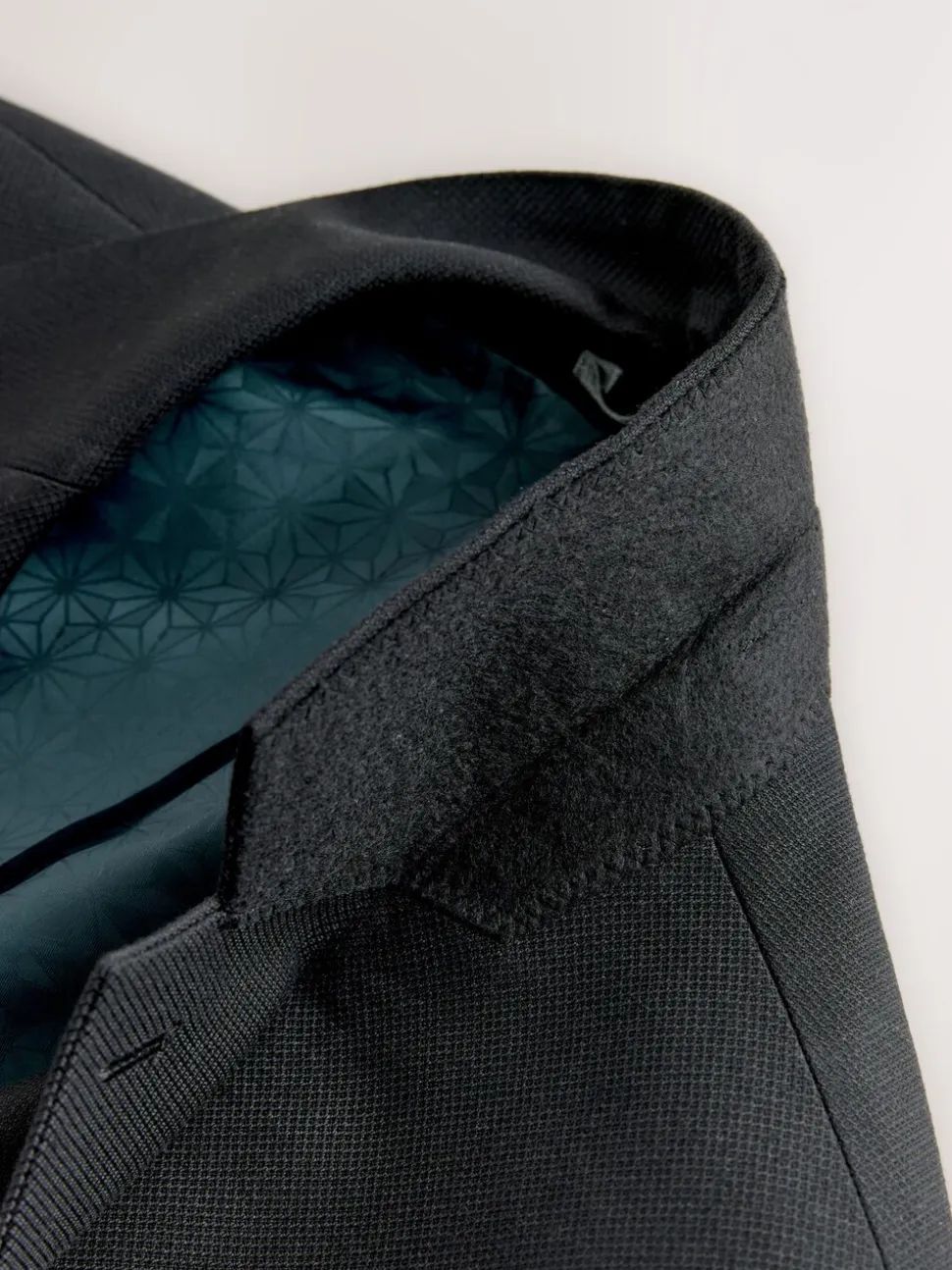 Zwart - Tailored fit - Kostuum met textuur: colbert