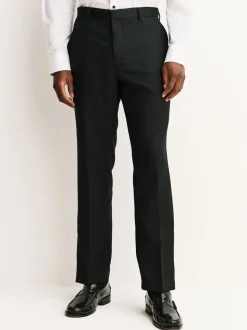 Zwart - Tailored fit - Smokingpantalon met biesdetail en textuur