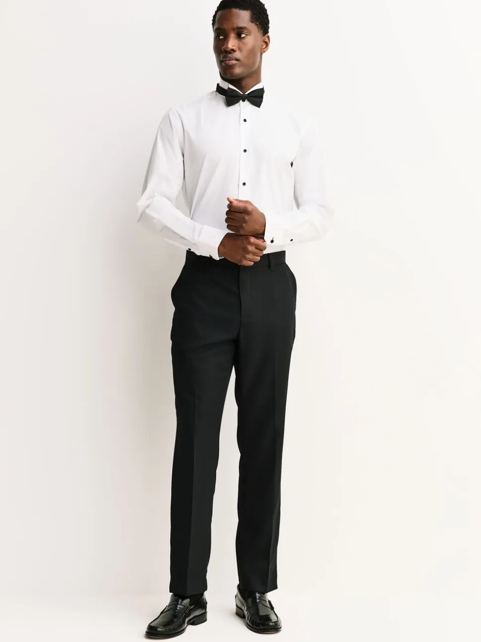 Zwart - Tailored fit - Smokingpantalon met biesdetail en textuur
