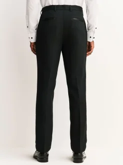 Zwart - Tailored fit - Smokingpantalon met biesdetail en textuur