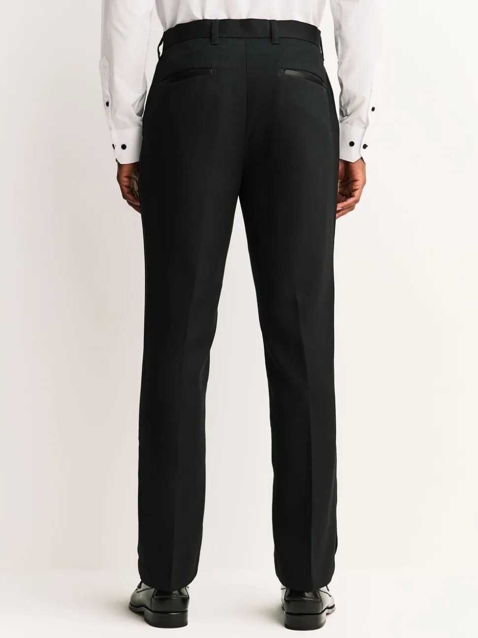 Zwart - Tailored fit - Smokingpantalon met biesdetail en textuur