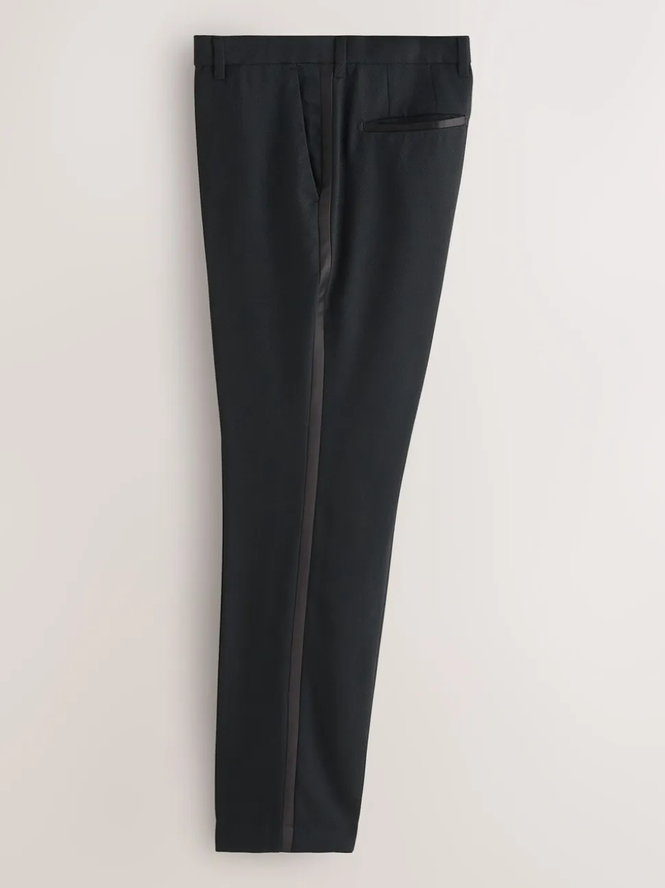 Zwart - Tailored fit - Smokingpantalon met biesdetail en textuur