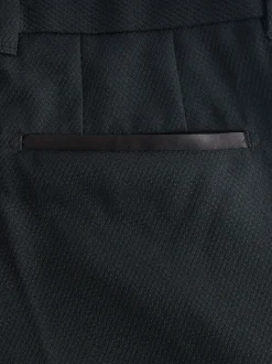 Zwart - Tailored fit - Smokingpantalon met biesdetail en textuur