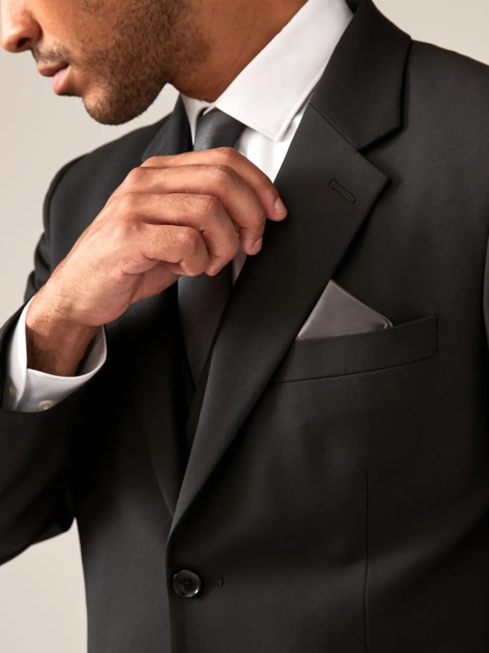 Zwart - Tailored fit - Tailored Fit Wool Blend Motionflex Suit Jacket