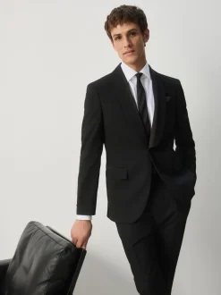 Zwart - Tailored Fit Tuxedo Suit Jacket