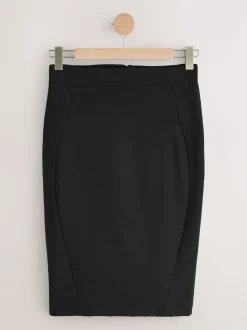 Zwart - Tailored Pencil Skirt With Wool