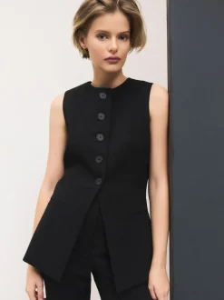 Zwart - Tailored Waistcoat With Wool