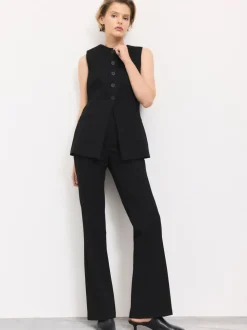 Zwart - Tailored Waistcoat With Wool