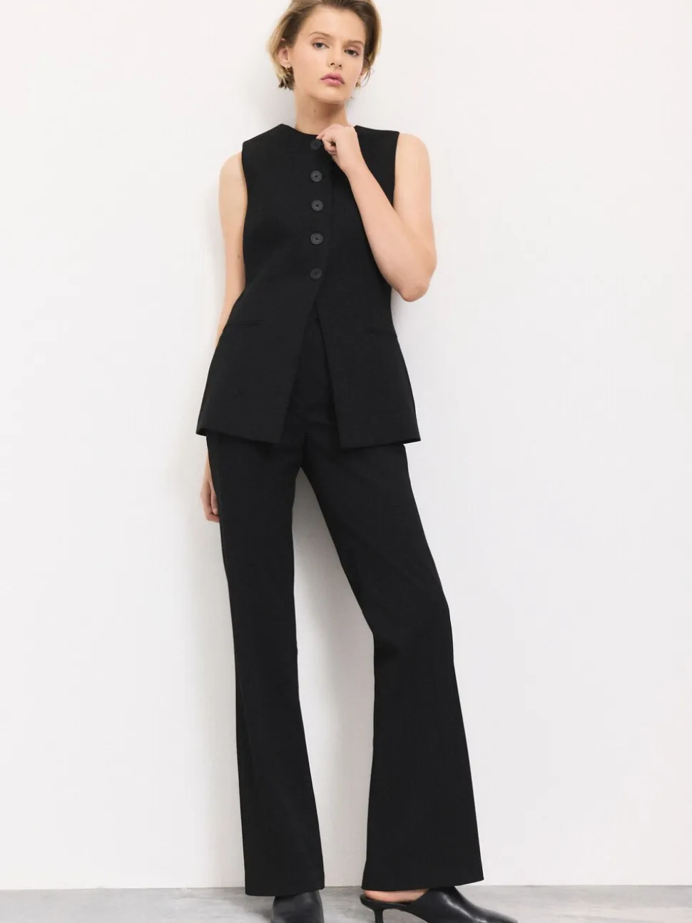 Zwart - Tailored Waistcoat With Wool