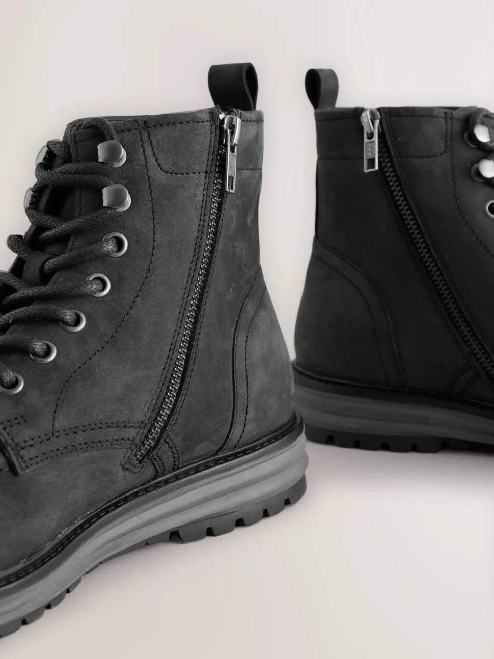 Zwart - Tall Leather Apron Toe Boots