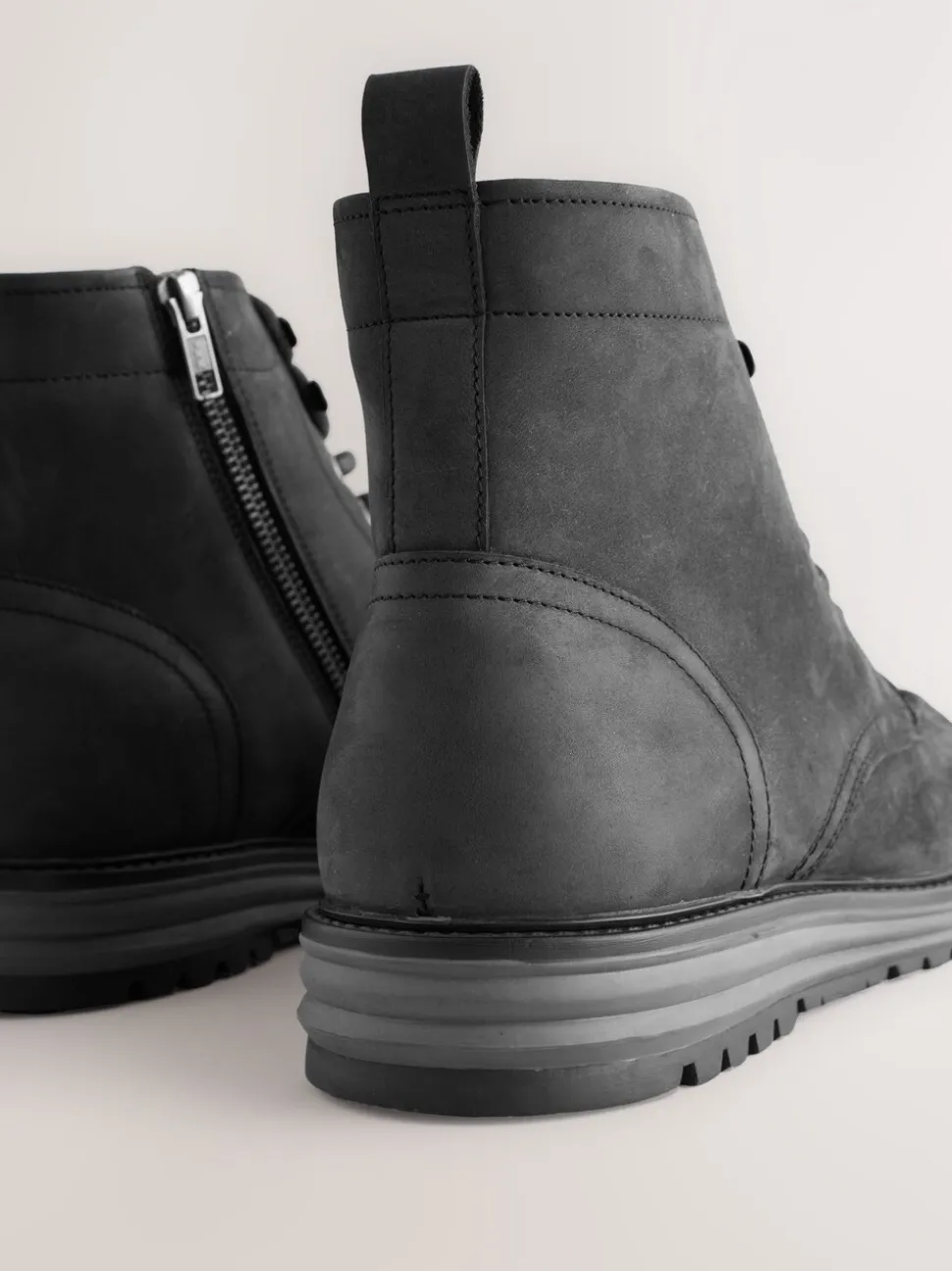 Zwart - Tall Leather Apron Toe Boots