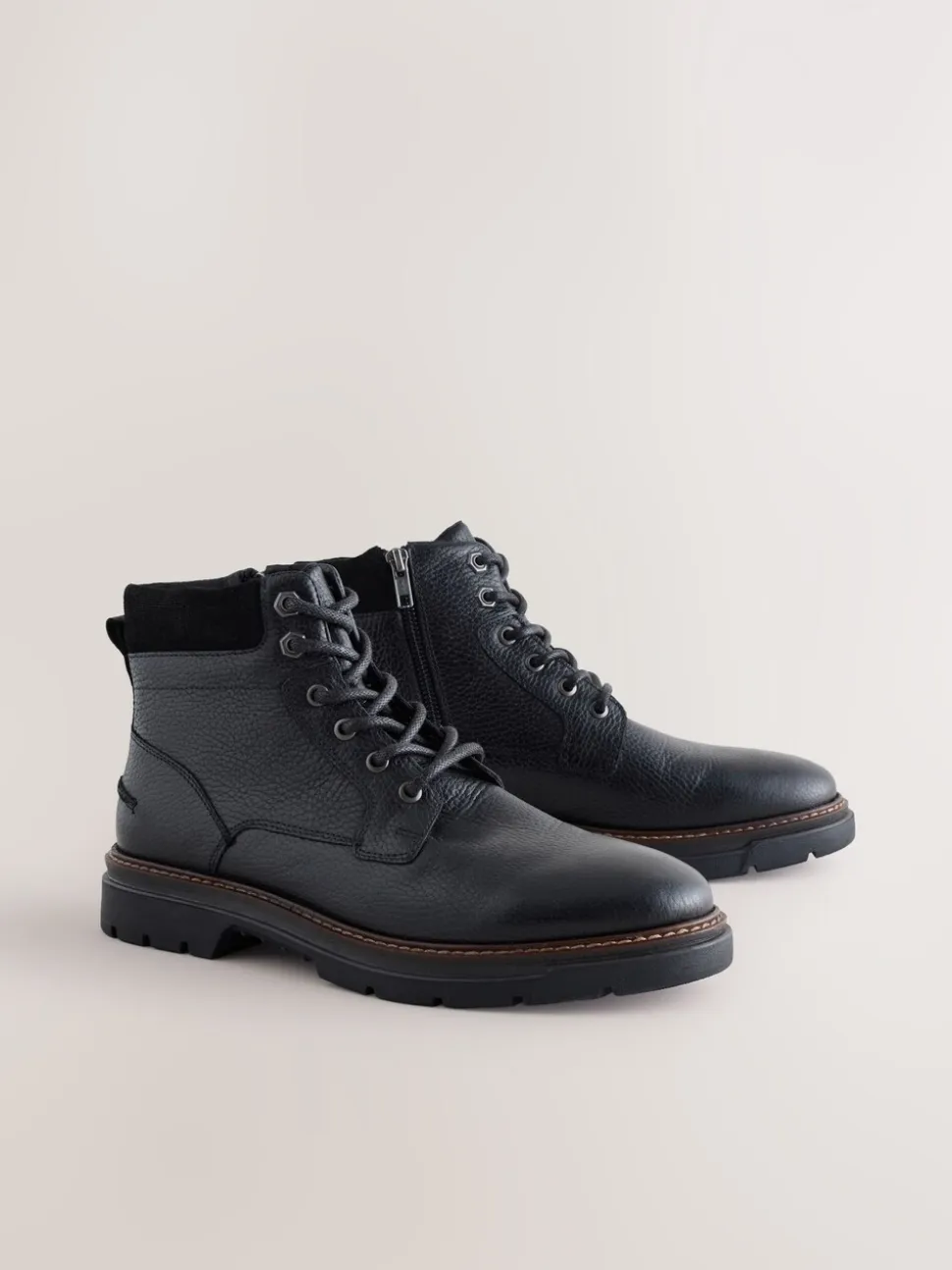 Zwart - Tall Leather Zip-Up Boots