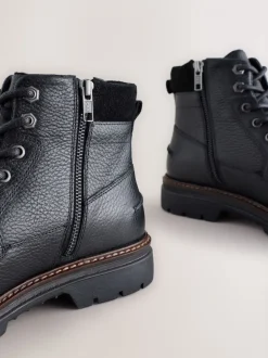 Zwart - Tall Leather Zip-Up Boots