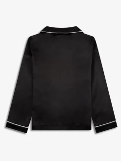 Zwart - The Little Tailor Satijnen Kinder Kerstmis Pyjama's met Knoopsluiting