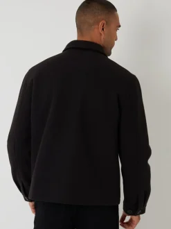Zwart - Threadbare - Gewatteerd shacket met knopen van imitatie wol