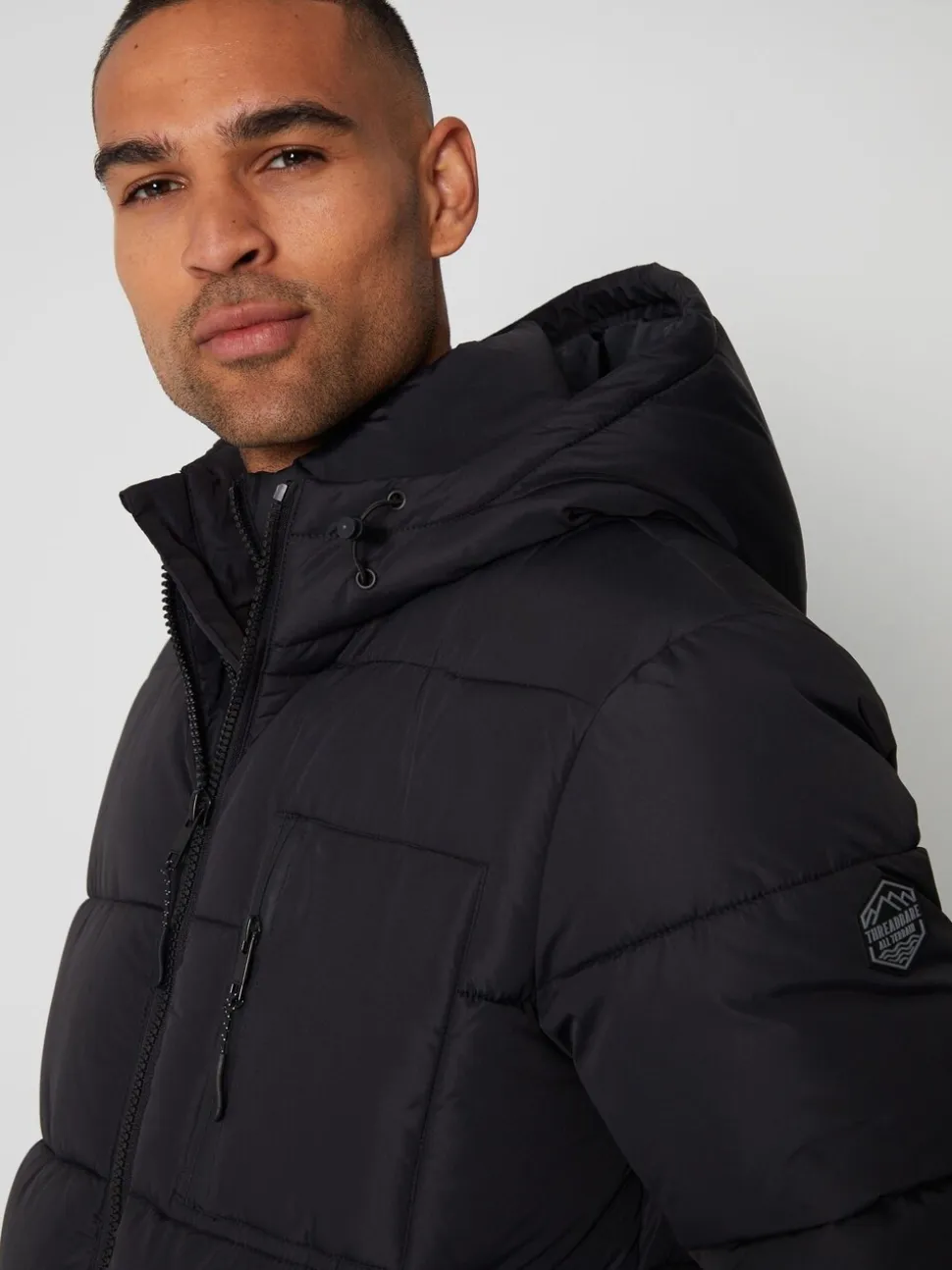 Zwart - Threadbare - Regenbestendig dubbellaags gewatteerd jack