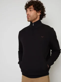 Zwart - Threadbare - Sweatshirt met korte rits aan de hals
