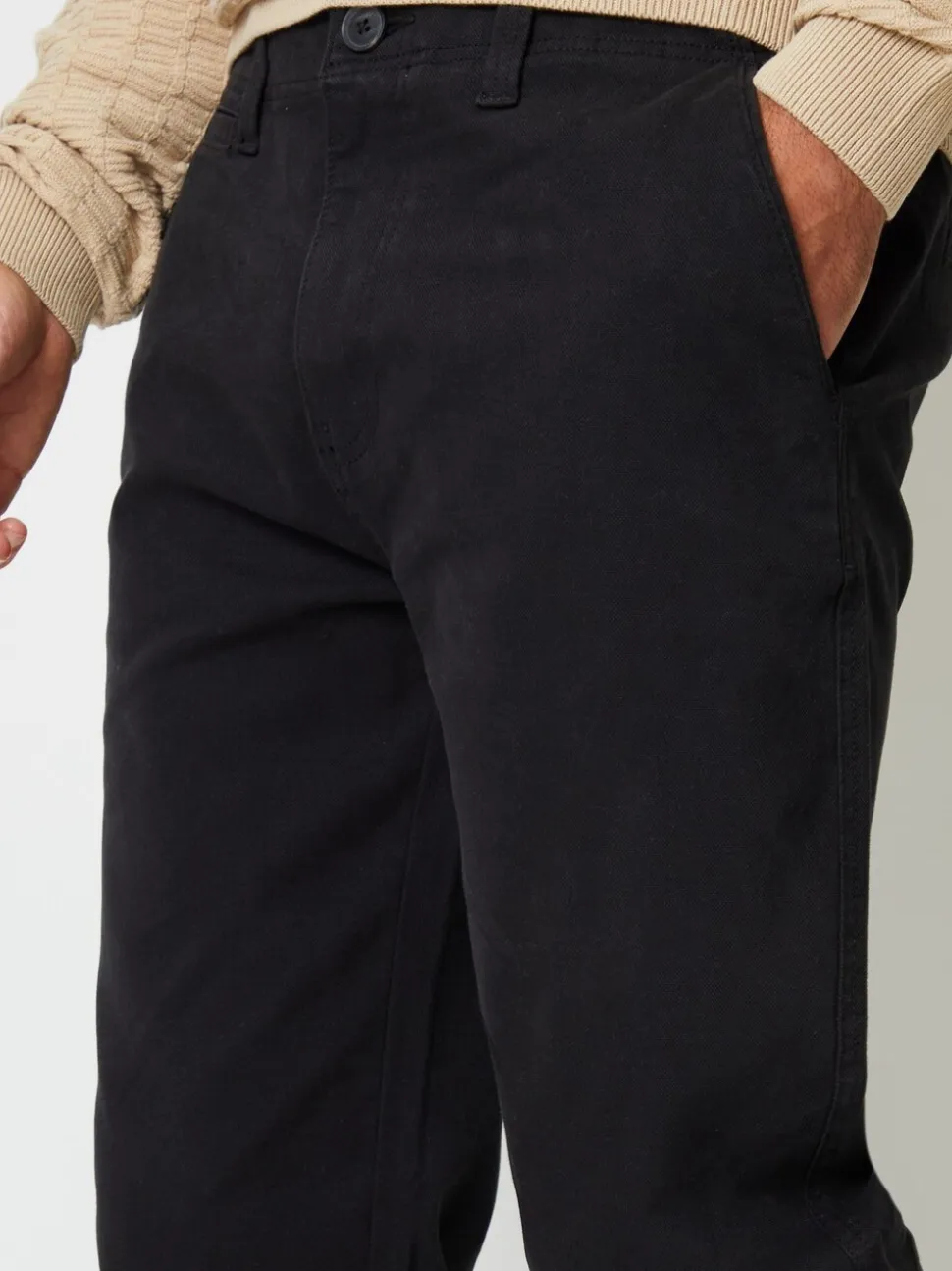Zwart - Threadbare Broeken van canvas met Rechte pijpen en stretchy