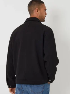 Zwart - Threadbare Brushed Collared Lightweight Utility Jacket