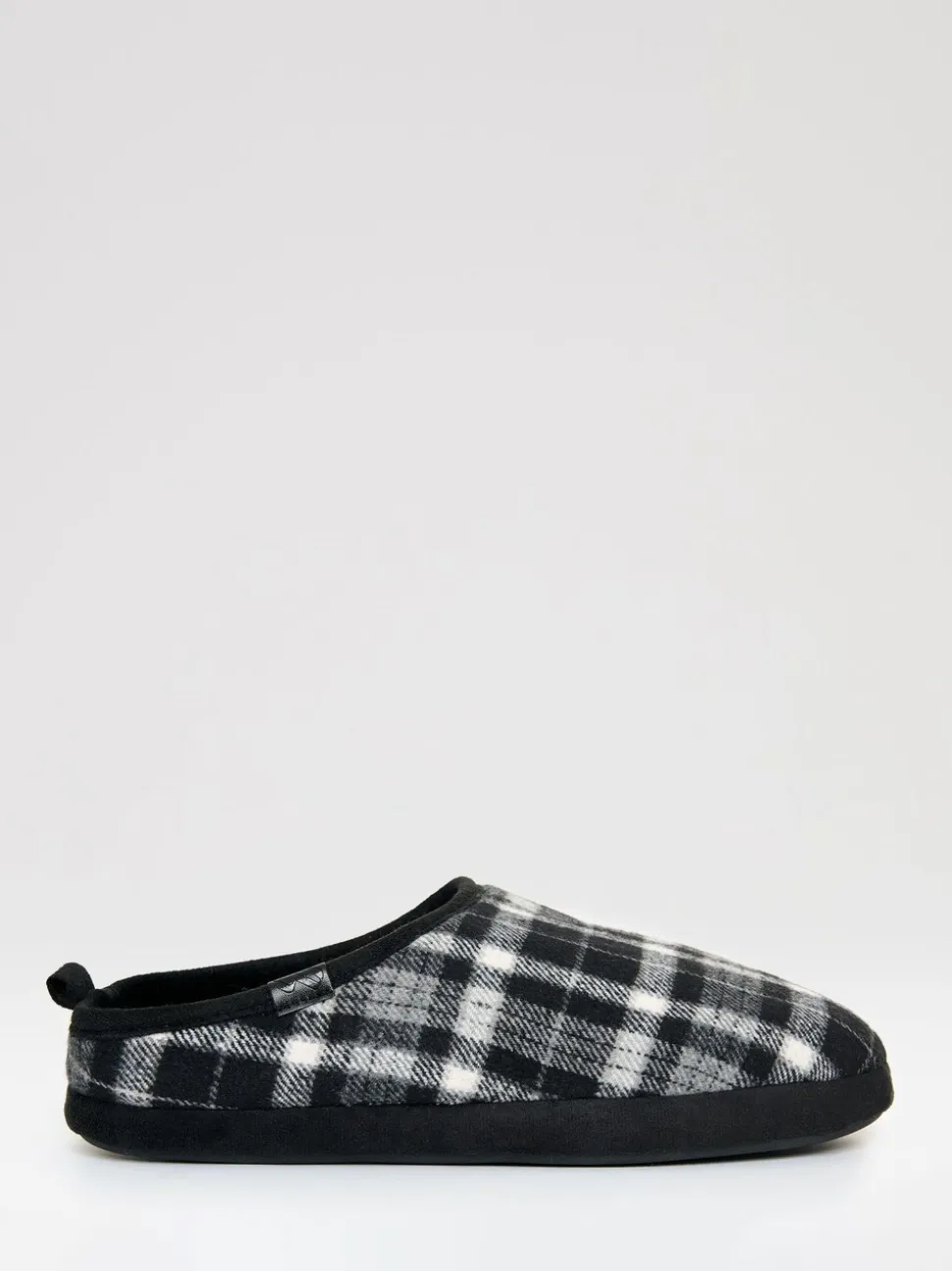 Zwart - Threadbare Check Faux Fur Lined Mule Slippers