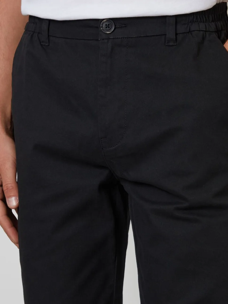 Zwart - Threadbare Chino met rechte pijpen en stretchy tailleband