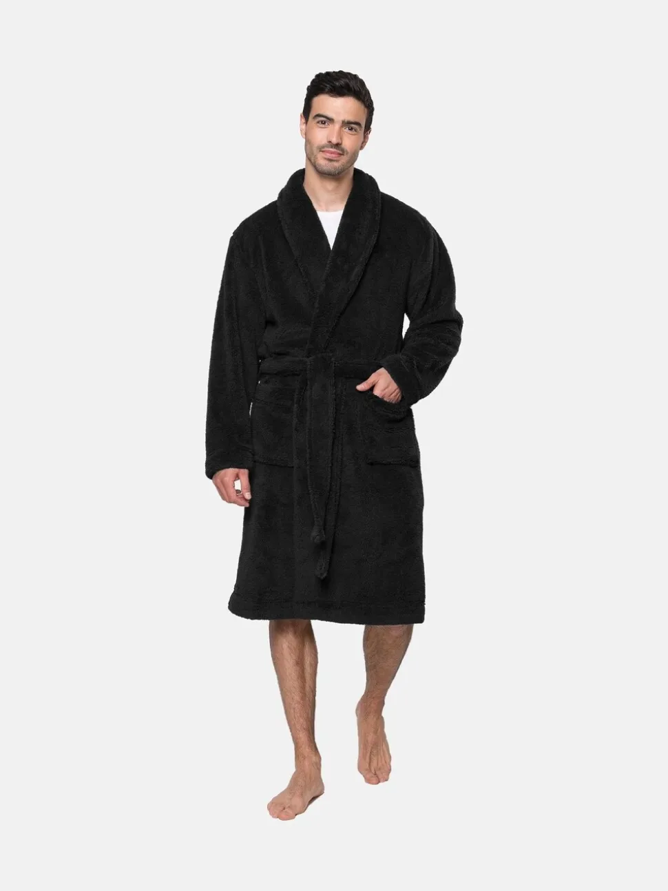 Zwart - Threadbare Cosy Borg Dressing Gown