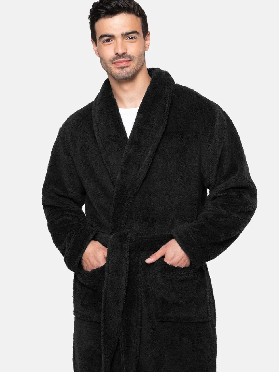 Zwart - Threadbare Cosy Borg Dressing Gown