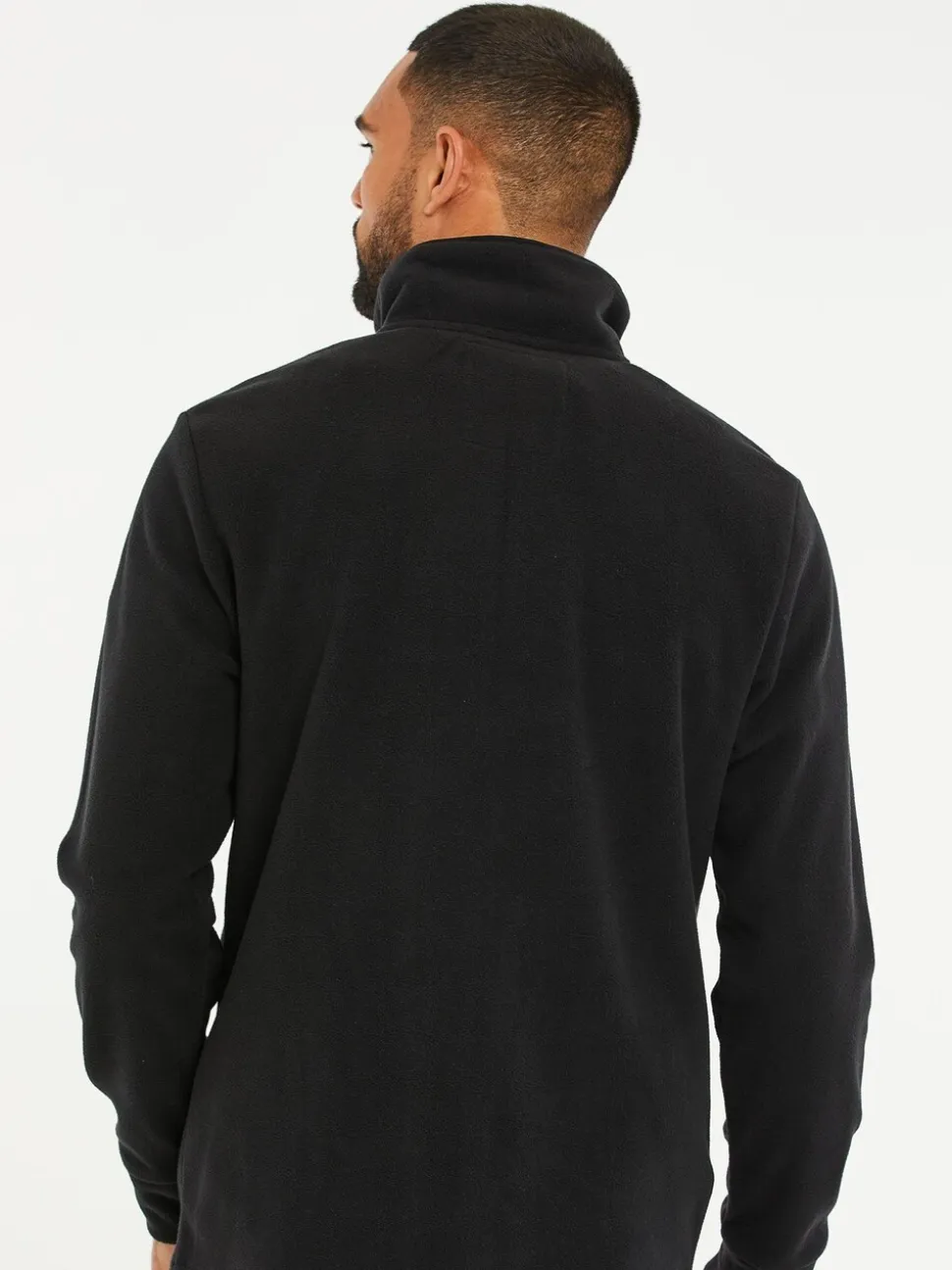 Zwart - Threadbare doorgestikt fleece sweatshirt met kwartrits