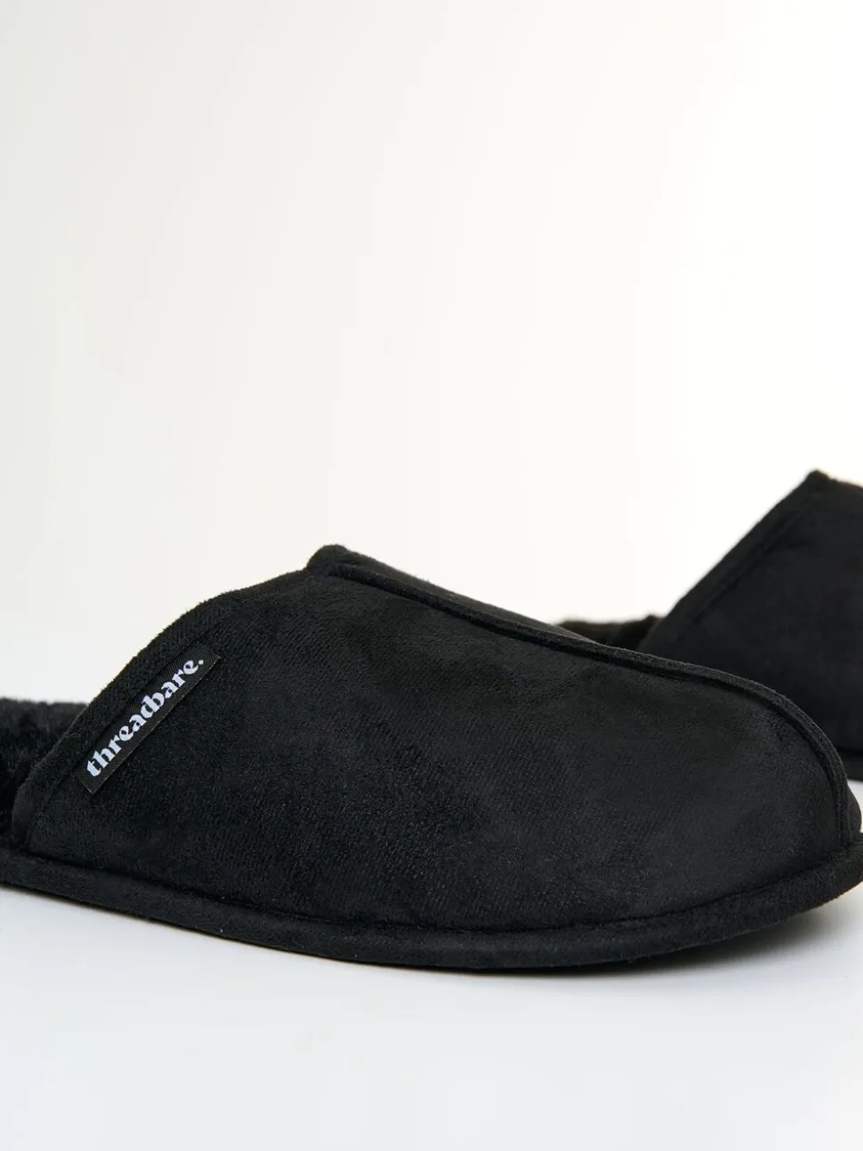 Zwart - Threadbare Faux Fur Lined Slip On Mule Slippers
