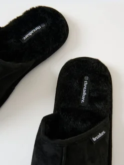 Zwart - Threadbare Faux Fur Lined Slip On Mule Slippers