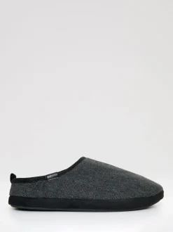 Zwart - Threadbare Faux Suede Faux Fur Lined Mule Slippers
