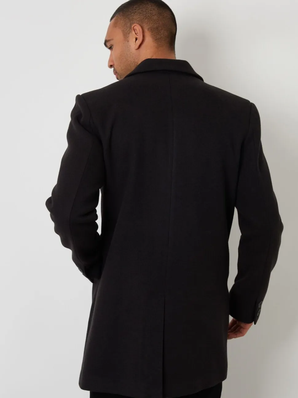 Zwart - Threadbare Faux Wool Overcoat
