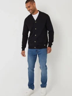 Zwart - Threadbare gebreid vest van een katoenmix