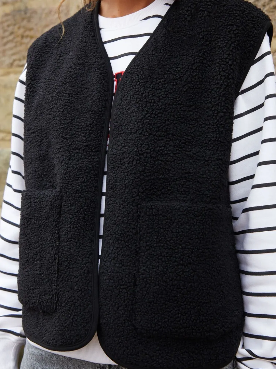 Zwart - Threadbare omkeerbaar gilet met borg