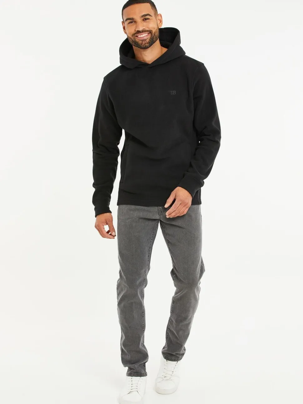 Zwart - Threadbare pullover-hoody van microfleece
