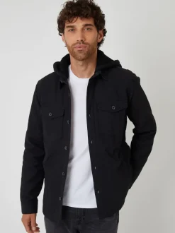 Zwart - Threadbare Quilted Shacket with Borg Lined Hood