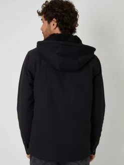 Zwart - Threadbare Quilted Shacket with Borg Lined Hood