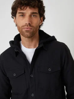Zwart - Threadbare Quilted Shacket with Borg Lined Hood