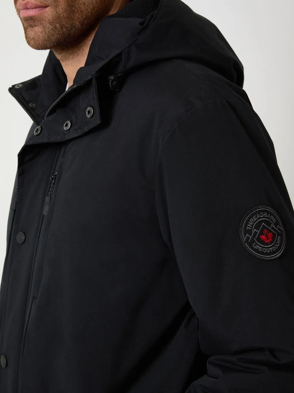 Zwart - Threadbare Showerproof Padded Hooded Coat