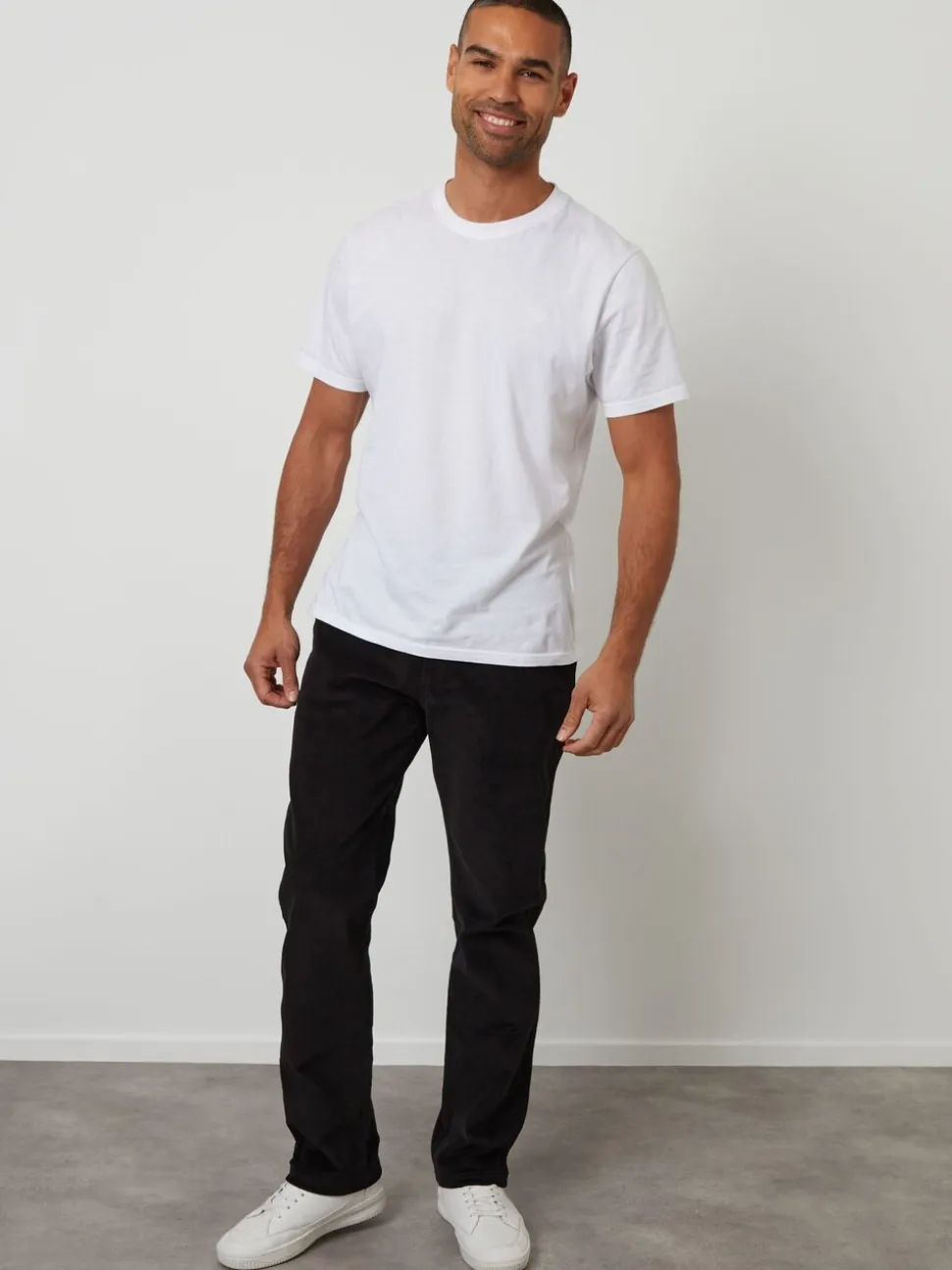 Zwart - Threadbare Straight Leg Stretch Corduroy Trousers