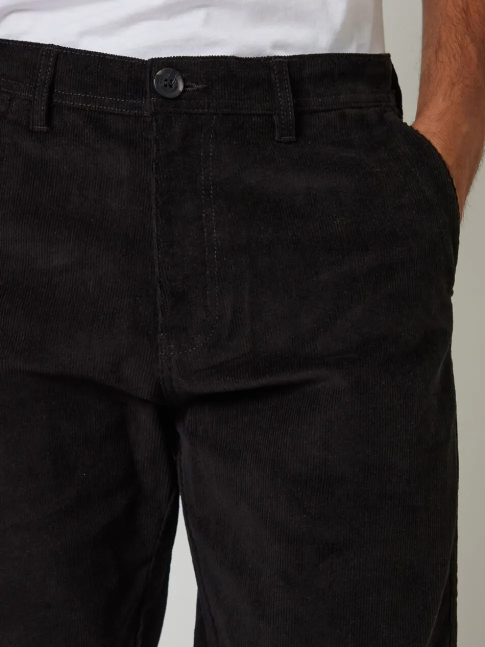 Zwart - Threadbare Straight Leg Stretch Corduroy Trousers