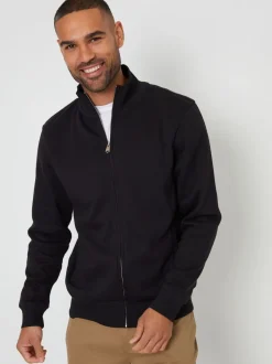 Zwart - Threadbare sweatshirt met trechterkraag en korte rits