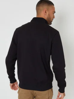 Zwart - Threadbare sweatshirt met trechterkraag en korte rits