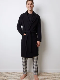 Zwart - Threadbare Waffle Fleece Dressing Gown