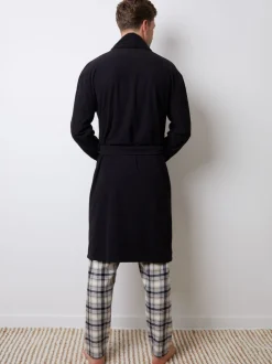 Zwart - Threadbare Waffle Fleece Dressing Gown