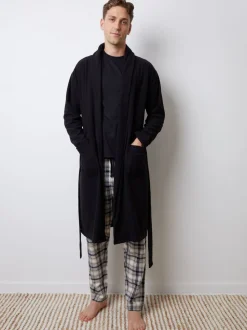 Zwart - Threadbare Waffle Fleece Dressing Gown