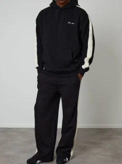 Zwart - Threadbare Wide Leg Side Stripe Joggers